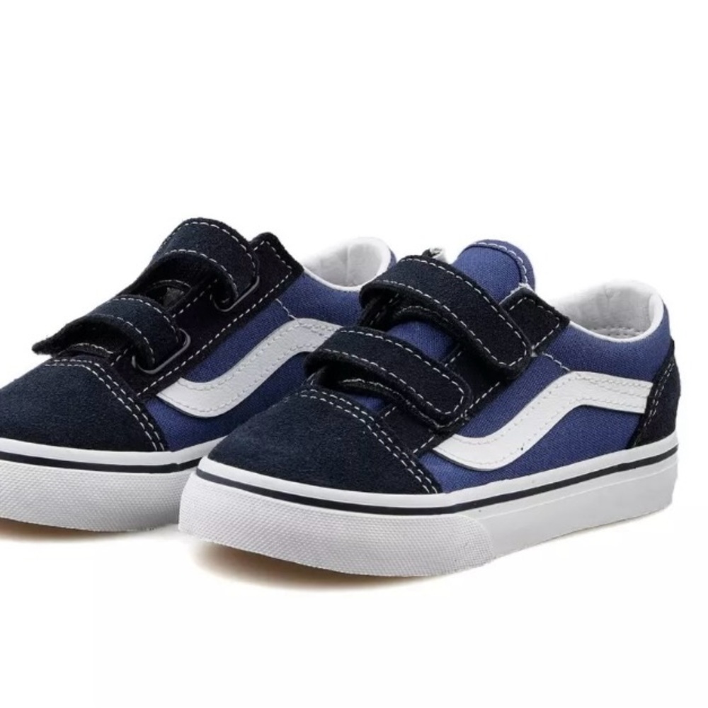Vans Kids Old Skool Shoes Velcro Navy / True White size 10.5 only tried once.